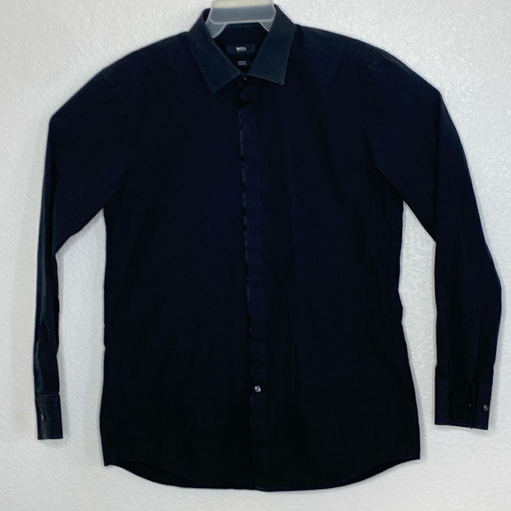 BOSS x Thomas Mason Men’s Black Long Sleeves Dress Shirt Size 42 x 16 1/2